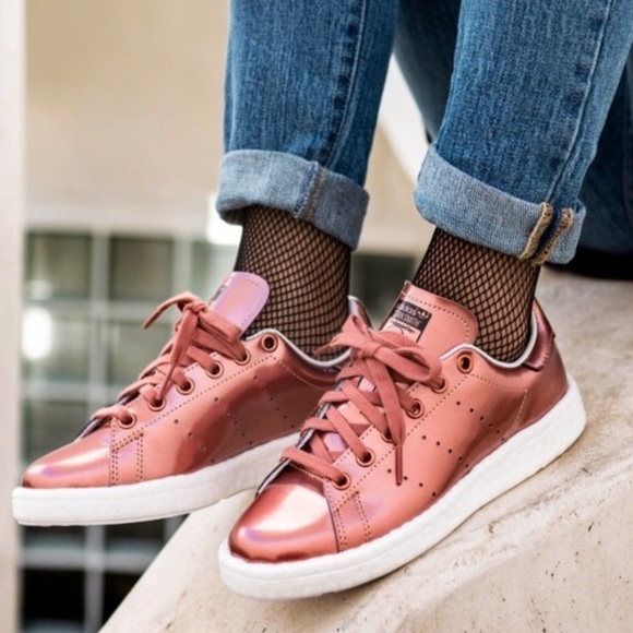 ADIDAS STAN SMITH BOOST PINK METALLIC BB0107 SNEAKERS SIZE 6 - Picture 1 of 13